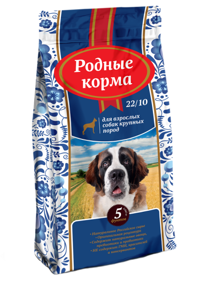 Родные корма - Сухой корм для взрослых собак с крупных пород