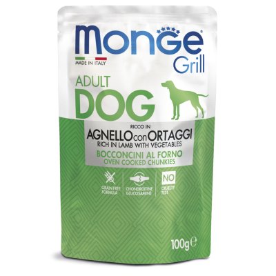 Monge Grill - Паучи для собак, ягненок с овощами 100гр