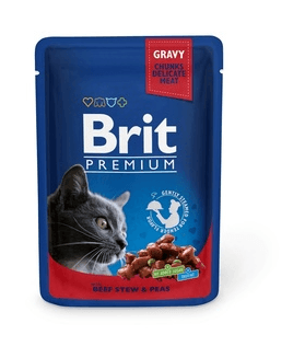 Brit - Паучи Premium для кошек Salmon & Trout с говядиной и горошком, 100гр