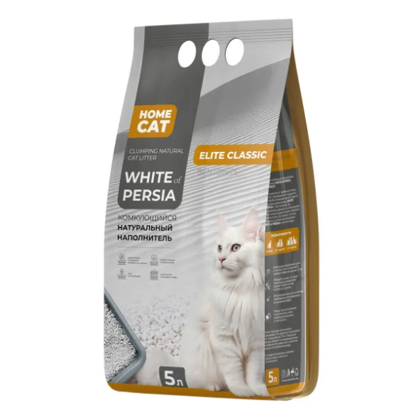 Homecat - Комкующийся натуральный наполнитель для кошачьих туалетов (White Of Persia Elite)