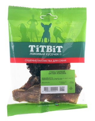 TiTBiT - Лакомство для собак, рубец говяжий, мягкая упаковка, 40 гр