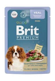 Brit - Пауч для взрослых собак мини пород, С Телятиной и Зеленым Горошком в соусе, 85 гр