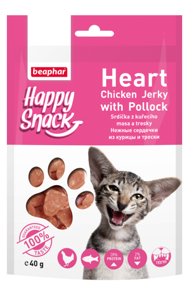 Beaphar Happy Snack - Лакомство для кошек &amp;quot;Сердечки из курицы и трески&amp;quot; 40гр