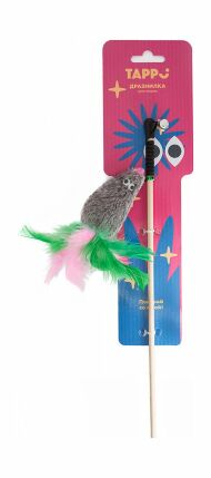 Tappi - Дразнилка "Тилия" мышь с кошачьей мятой с хвостом из перьев на веревке