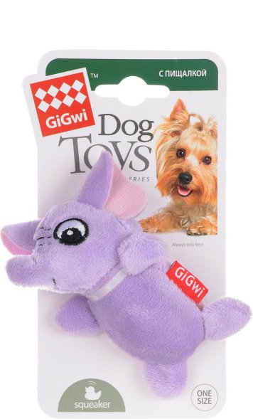 GiGwi - Игрушка Слон с двумя пищалками, 9 см