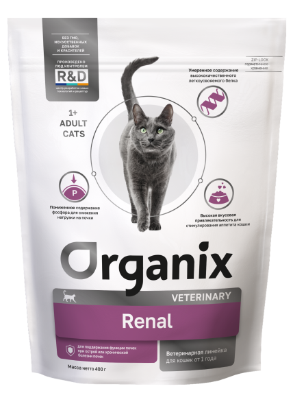 Organix Renal - Сухой корм для взрослых кошек для поддержания функции почек при острой или хронической болезни почек