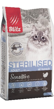Blitz Sterilised - Сухой корм для стерилизованных кошек с индейкой