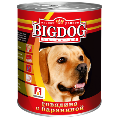 Зоогурман - Big Dog - Консервы для собак, говядина с бараниной 850гр Зоогурман - Big Dog - Консервы для собак, говядина с бараниной 850гр