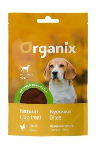 Organix - Лакомство вяленое для собак, Кусочки из Куриного филе, 40 гр