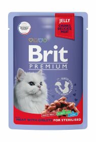 Brit - Пауч для взрослых стерилизованных кошек, Мясное ассорти, С Потрошками, 85 гр