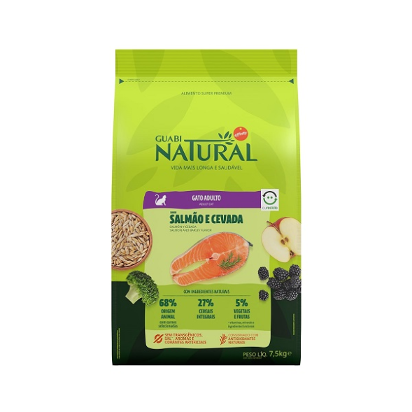 Guabi - Сухой корм для взрослых кошек, с Лососем и Ячменем, 7.5 кг