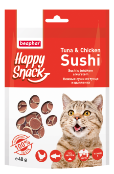 Beaphar Happy Snack - Лакомство для кошек &amp;quot;Суши из тунца и цыпленка&amp;quot; 40гр