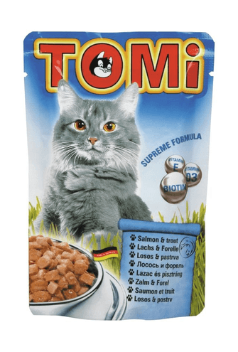 ToMi - Кусочки в соусе для взрослых кошек с лососем и форелью 100 гр