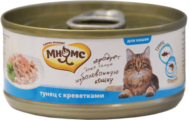 Мнямс - Консервы для кошек Тунец с креветками в нежном желе 70 г