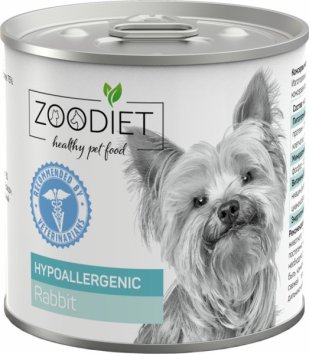 Четвероногий Гурман - ZOODIET Hypoallergenic - Корм консервированный для собак, склонных к аллергии, с кроликом, 240 г