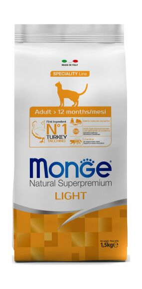 Monge Cat Speciality Light - Низкокалорийный корм для кошек с индейкой 1,5 кг