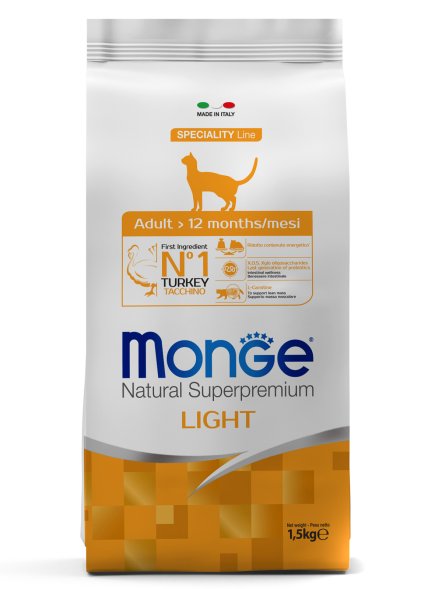 Monge Speciality Light - Низкокалорийный корм для кошек с индейкой 1,5 кг