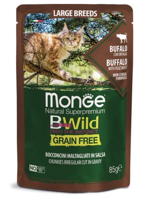 Monge Cat BWild Grain Free - паучи из мяса буйвола с овощами для кошек крупных пород 85г Monge Cat BWild Grain Free - паучи из мяса буйвола с овощами для кошек крупных пород 85г