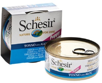 Schesir - Консервы для щенков с тунцом и алоэ 150гр
