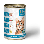 Clan CLASSIC - Консервы для кошек «Мясное ассорти с языком» 340 г