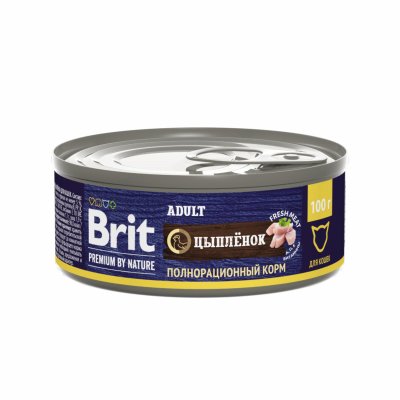 Brit - Консервы для взрослых кошек, с Цыпленком, 100 гр Brit - Консервы для взрослых кошек, с Цыпленком, 100 гр