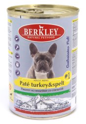 Berkley (Беркли) - №1 - Консервы для собак, паштет из Индейки со Спельтой, 400 гр