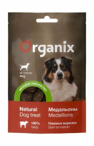 Organix - Лакомство вяленое для собак, Медальоны из Говяжьей вырезки, 40 гр