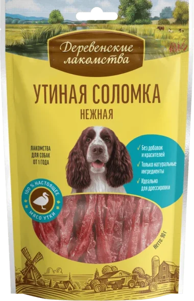 Деревенские Лакомства - Утиная соломка нежная для собак 90гр