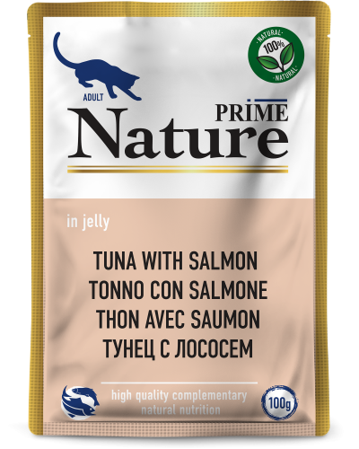 Prime Nature - Паучи для кошек, тунец с лососем в желе, 100 гр