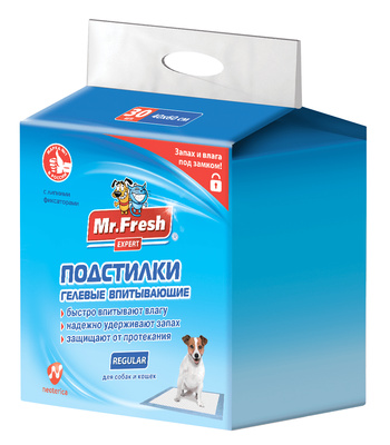 Mr.Fresh - Подстилка-пеленка для кошек и собак Expert Regular, Впитывающая