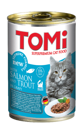 ToMi - Кусочки в соусе для взрослых кошек с лососем и форелью 400 гр