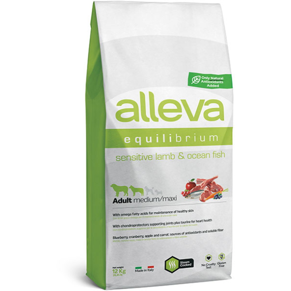 Alleva Equilibrium Sensitive - Корм для собак средних и крупных пород, при чувствительном пищеварении, Ягненок с Рыбой
