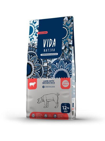 Vida Nativa - Сухой корм для взрослых собак средних и крупных пород, с ягненком и бурым рисом