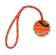 Trixie Игрушка "Мяч на веревке" 6 см/30см, резина, оранжевый/черный.