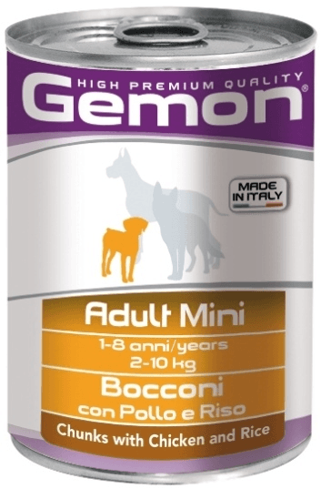 Gemon Dog Mini - Консервы для собак мелких пород кусочки курицы с рисом 415г