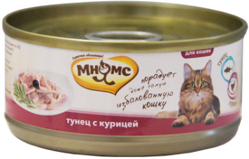 Мнямс - Консервы для кошек Тунец с курицей в нежном желе 70 г