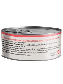 Мнямс - Консервы для кошек Тунец с курицей в нежном желе 70 г