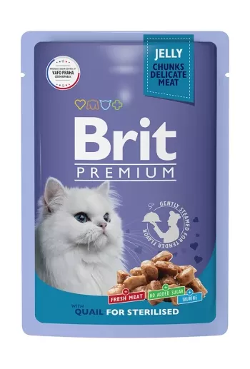 Brit - Пауч для взрослых стерилизованных кошек с перепелкой в желе 85 гр