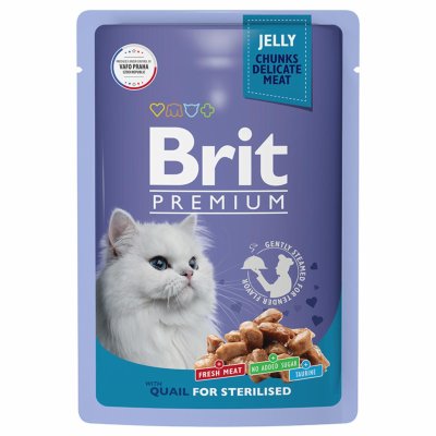 Brit - Пауч для взрослых стерилизованных кошек с перепелкой в желе 85 гр Brit - Пауч для взрослых стерилизованных кошек с перепелкой в желе 85 гр