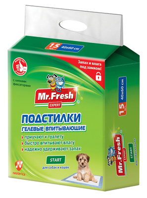 Mr.Fresh - Подстилка-пеленка для кошек и собак Expert Start, Впитывающая Mr.Fresh - Подстилка-пеленка для кошек и собак Expert Start, Впитывающая