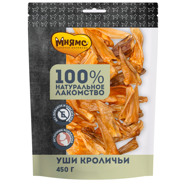 Мнямс - Лакомство для собак, Уши Кроличьи, 450г