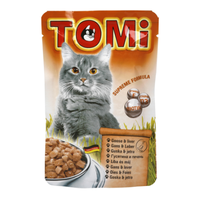 ToMi - Кусочки в соусе для взрослых кошек с мясом гуся и печенью 100 гр