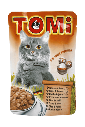 ToMi - Кусочки в соусе для взрослых кошек с мясом гуся и печенью 100 гр
