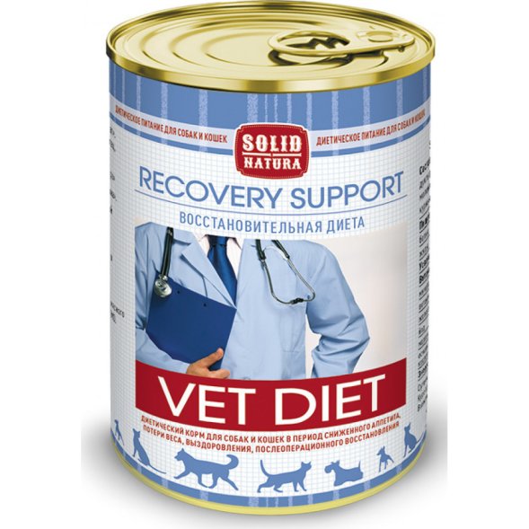 Solid Natura VET DIET Recovery Support - Консервы для кошек и собак в период сниженного аппетита, потери веса, выздоровления, 340 г