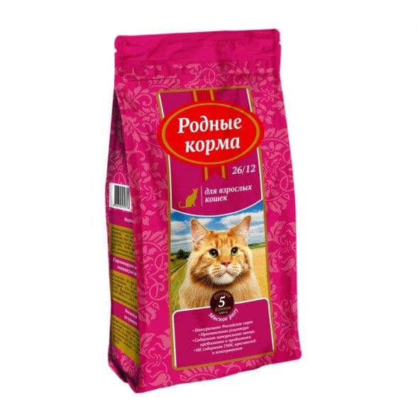 Родные Корма - Сухой корм для взрослых кошек Мясное Рагу