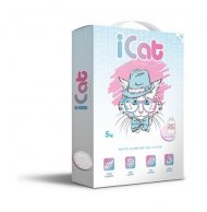 iCAT - Комкующийся белый наполнитель с ароматом детской присыпки в коробке, 5 кг