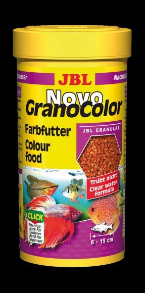 JBL NovoGranoColor - Основной корм в форме гранул для яркой окраски пресноводных аквариумных рыб, 250 мл (118 г)
