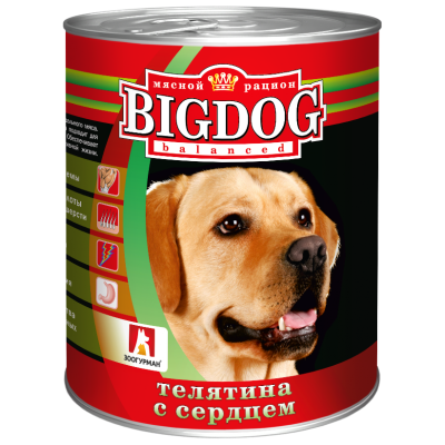 Зоогурман - Big Dog - Консервы для собак, Телятина с сердцем 850 гр Зоогурман - Big Dog - Консервы для собак, Телятина с сердцем 850 гр