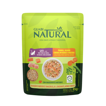 Guabi - Пауч для кошек, Курица, Лосось, Цельнозерновые злаки и Овощи, 85 гр