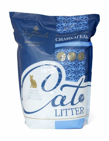 Cat litter imperials - силикогелиевый наполнитель для кошачьего туалета (синие + белые кристаллы) 3.8 л